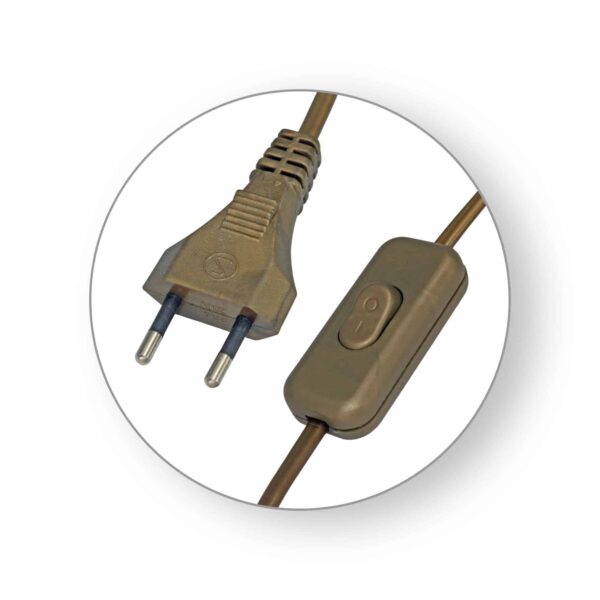 Commel Priključni kabel za rasvjetna tijela sa sklopkom 2,5 A 250 V ~, zlatni