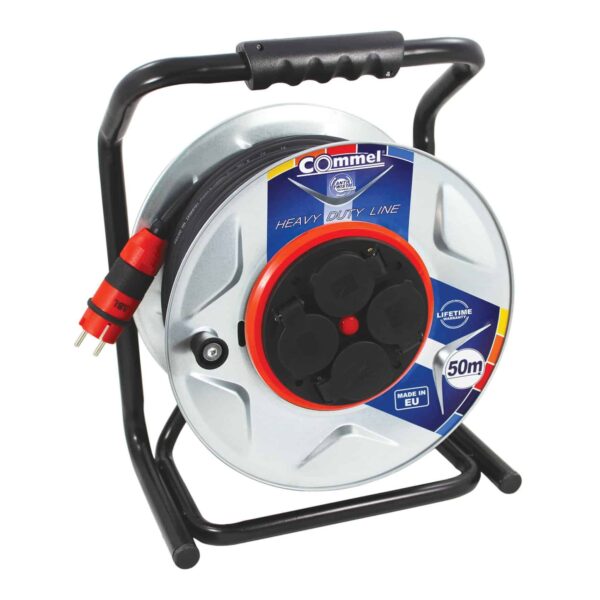 Commel Kabelska motalica na metalnom bubnju 300 mm, monofazna, s rotirajućim kontaktima, 16 A 250 V ~ 3500 W IP44